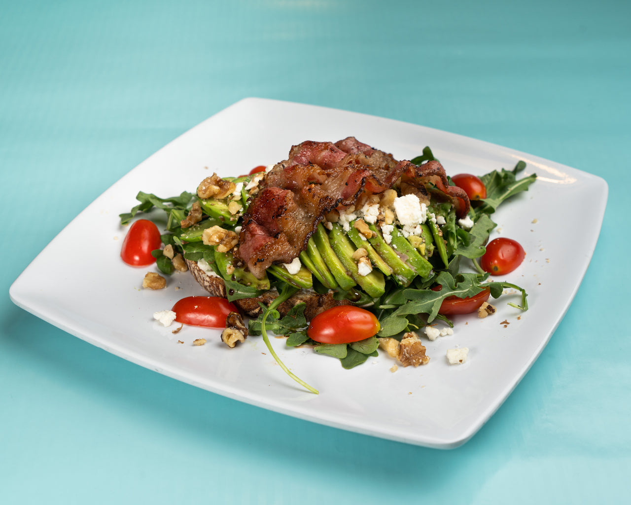 Avocado Toast with Scrambled Eggs & Bacon